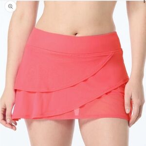 Coco Reef sz M Meshy ruffles  Orange Coral Layered swim Skirt skirt